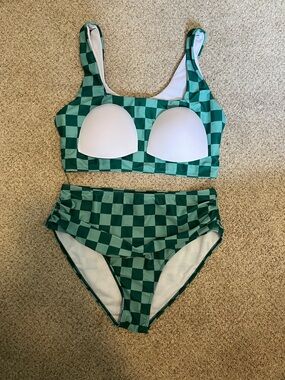 Checkered Green Swuimsuit